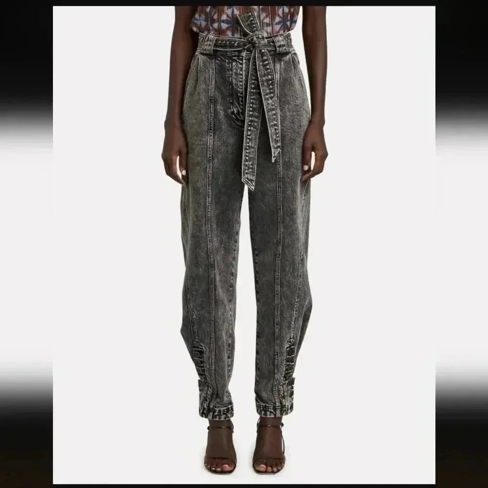 ULLA JOHNSON Carmen Belted Tapered acid washed Jeans